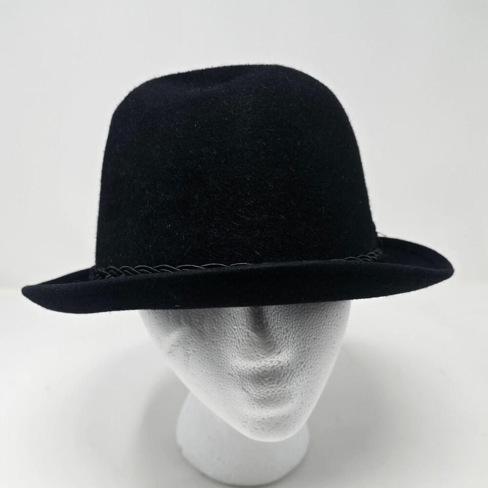 Vtg Adam Black Wool Felt Derby Bowler Hat